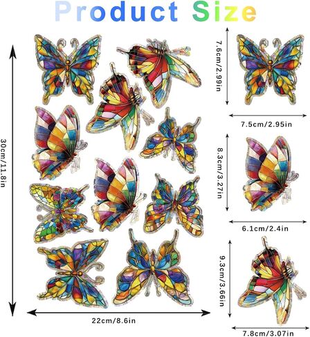 14pcs Window Decals for Bird Strikes, Anti Collision Window Clings, Rainbow Reflection Window Sticker, Maple Leaf Style Sun Catcher Stickers for Glass Windows in Saudi Arabia