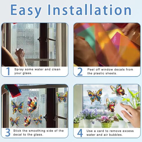 14pcs Window Decals for Bird Strikes, Anti Collision Window Clings, Rainbow Reflection Window Sticker, Maple Leaf Style Sun Catcher Stickers for Glass Windows in Saudi Arabia