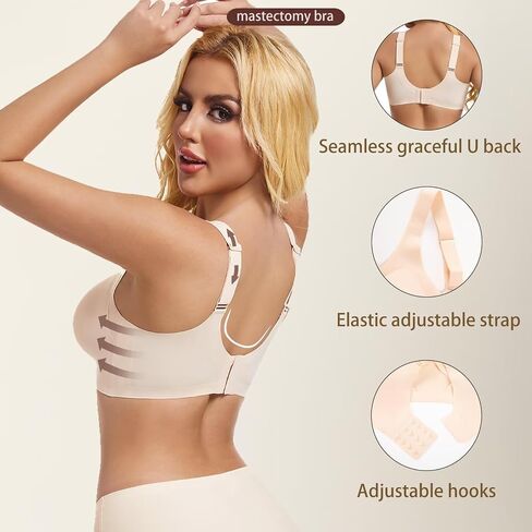 Seamless Mastectomy Bra Post Surgery Pocket Bra for Breast Forms Breast Prosthesis Women's Daily Bra in Saudi Arabia