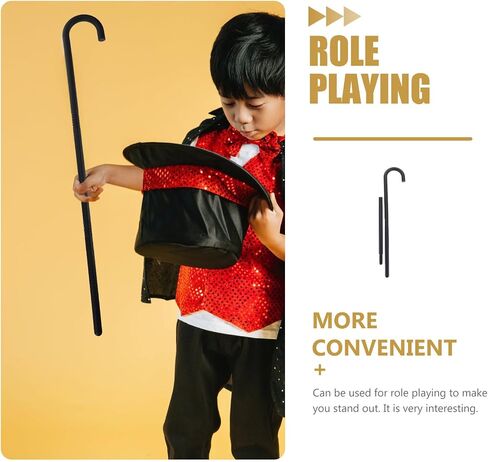Beaupretty Costume Cane Shepherds Costume Crook Staff Shepherd Hook Cane Plastic Walking Cane Prop Stick for Halloween Party Cosplay Black in Saudi Arabia