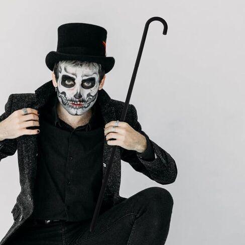 أزياء الأزياء Beaupretty قصب الرعاة زي موظفي Shepherd Hook Cane البلاستيك المشي عصا Prop for Halloween Party Cosplay Black in Saudi Arabia
