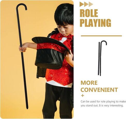 أزياء الأزياء Beaupretty قصب الرعاة زي موظفي Shepherd Hook Cane البلاستيك المشي عصا Prop for Halloween Party Cosplay Black in Saudi Arabia