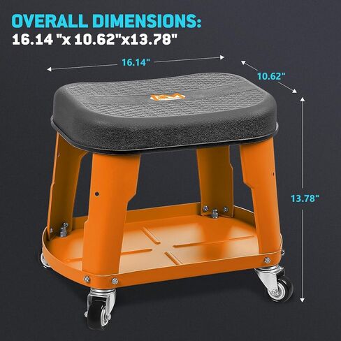 PM PERFORMOTOR Adjustable Height Pneumatic Garage Seat Rolling Mechanic Stool with Tool Tray Storage,300lbs Max Weight Capacity, Orange,PM-TOL-RTS-OG in Saudi Arabia
