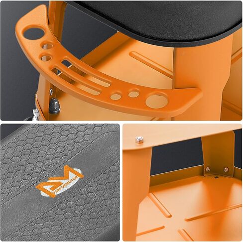 PM PERFORMOTOR Adjustable Height Pneumatic Garage Seat Rolling Mechanic Stool with Tool Tray Storage,300lbs Max Weight Capacity, Orange,PM-TOL-RTS-OG in Saudi Arabia