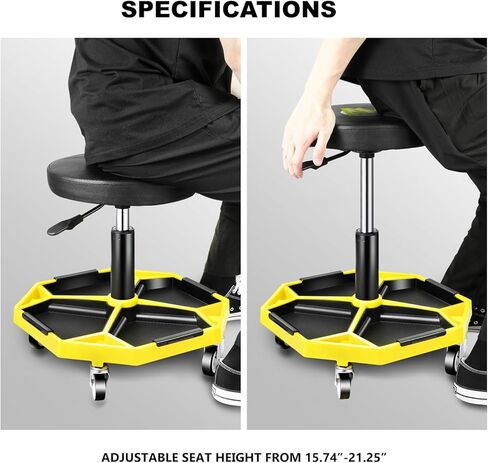 PM PERFORMOTOR Adjustable Height Pneumatic Garage Seat Rolling Mechanic Stool with Tool Tray Storage,300lbs Max Weight Capacity, Green,PM-TOL-ATS-GR in Kuwait