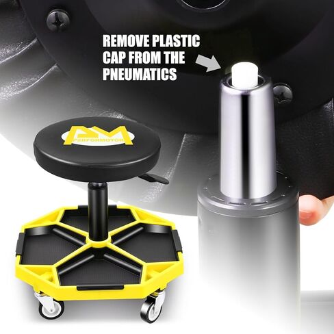PM PERFORMOTOR Adjustable Height Pneumatic Garage Seat Rolling Mechanic Stool with Tool Tray Storage,300lbs Max Weight Capacity, Green,PM-TOL-ATS-GR in Kuwait