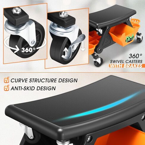 PM Perfortor Mechanic Stool-25-1/2 "× 13" × 12 "(L X H X W) ، مقعد العمل المتداول مع عجلات دوارة قابلة للقفل ودرج أداة التخزين ، الأخضر ، PM-TOL-CRS-GR in Saudi Arabia