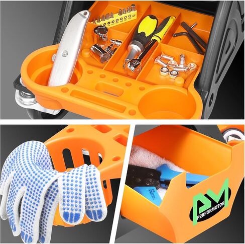 PM Perfortor Mechanic Stool-25-1/2 "× 13" × 12 "(L X H X W) ، مقعد العمل المتداول مع عجلات دوارة قابلة للقفل ودرج أداة التخزين ، الأخضر ، PM-TOL-CRS-GR in Saudi Arabia
