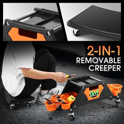 PM Perfortor Mechanic Stool-25-1/2 "× 13" × 12 "(L X H X W) ، مقعد العمل المتداول مع عجلات دوارة قابلة للقفل ودرج أداة التخزين ، الأخضر ، PM-TOL-CRS-GR in Saudi Arabia