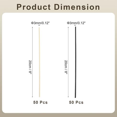 uxcell 100Pcs Reed Diffuser Sticks Set, Fiber Fragrance Flower Reed Diffuser Replacement Refill Sticks Flower Decor for Home, Hotel, Office (Beige Black) in Saudi Arabia