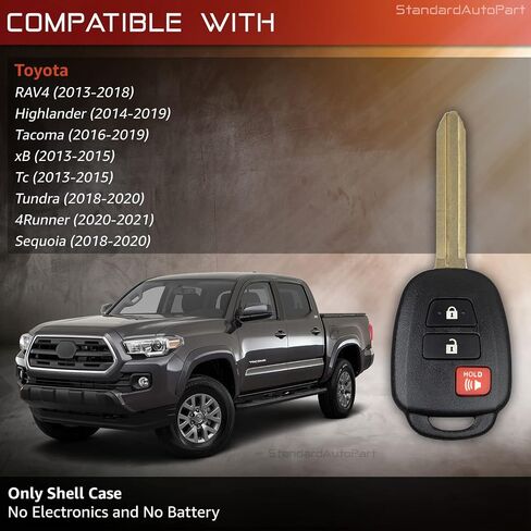 Case Standardautopart key key shell متوافق مع تويوتا GQ4-52T 89070-0R121 HYQ12BDM [حالة Shell فقط] (زر 3) in Kuwait