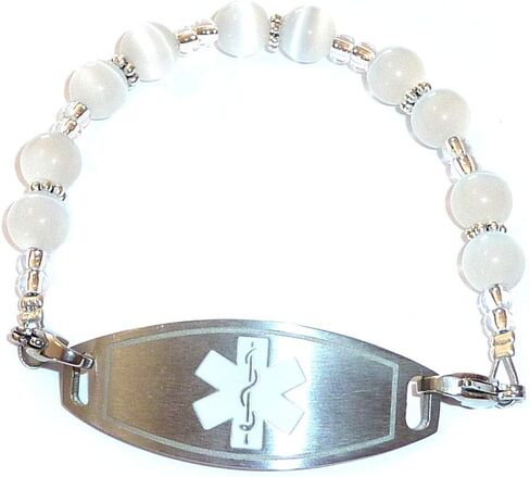 Hidden Hollow Beads Women's 6.5 or 5.5 inch Medical Alert ID Interchangeable Replacement Bracelet, Identification vital info tag (White, 5.5 Inches) in Saudi Arabia