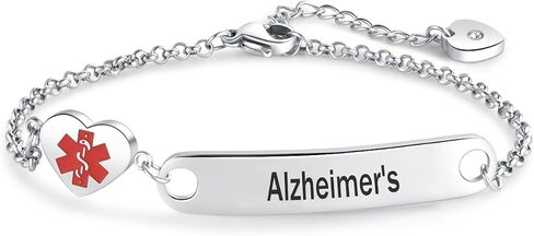 Silver Medical Alert Bracelets for Women Men Adjustable Stainless Steel Emergency First Aid Bracelets in Saudi Arabia