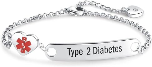 Silver Medical Alert Bracelets for Women Men Adjustable Stainless Steel Emergency First Aid Bracelets in Saudi Arabia