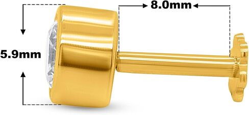 0.33cttw Bezel Set Round Lab-Grown Diamond Nose Ring in 14K Gold Nose Stud in 20 Gauge| Diamond Nose Pin For Women | (Color- G-H, Clarity-VS-SI) in Saudi Arabia