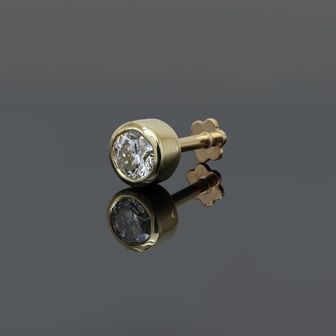 0.33cttw Bezel Set Round Lab-Grown Diamond Nose Ring in 14K Gold Nose Stud in 20 Gauge| Diamond Nose Pin For Women | (Color- G-H, Clarity-VS-SI) in Saudi Arabia
