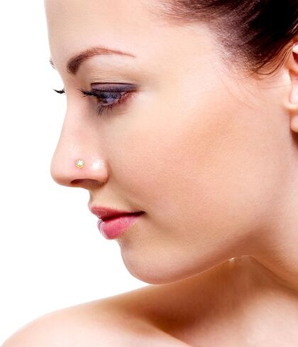 0.33cttw Bezel Set Round Lab-Grown Diamond Nose Ring in 14K Gold Nose Stud in 20 Gauge| Diamond Nose Pin For Women | (Color- G-H, Clarity-VS-SI) in Saudi Arabia