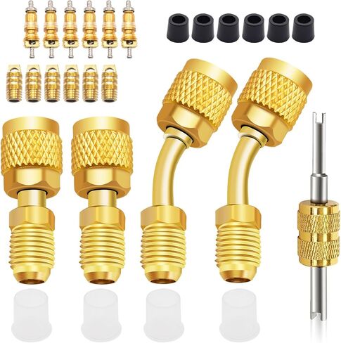 R410A Mini Split Adapter, 5/16" Female to 1/4" Male Flare, R410a Adapter for Mini Split System, Charging Vacuum Port Adapter with Accessory Parts for Air Conditioner and HVAC in Saudi Arabia