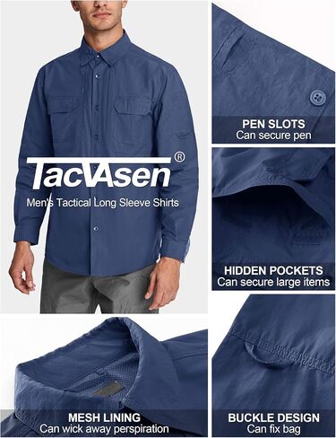 TACVASEN Men's Tactical Shirts Long Sleeve Quick Dry Breathable Button Down Fishing Work Safari Hiking Camping Hunting in Saudi Arabia