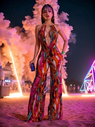 بذلة بأرجل واسعة بدون ظهر للنساء ليالي التاريخ المثيرة والنوادي in Kuwait