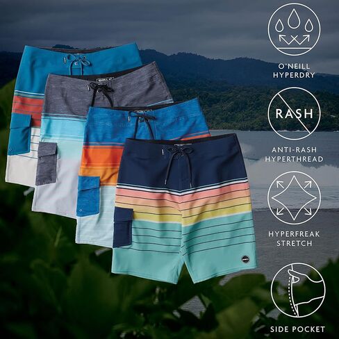 O'Neill Men's Hyperfreak Diverfgent Divershorts - جذوع السباحة الجافة السريعة للرجال ذوي الخصر الثابت والنسيج الجاف السريع in Kuwait