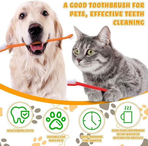 150 Pieces Dog Toothbrush Dual Headed Dental Brushes Puppy Tooth Brushing Kit Long Handle Dog Tooth Brush for Large and Small Dogs Cats and Most Pets Teeth Cleaning Oral Care Supplies, 5 Colors in Saudi Arabia