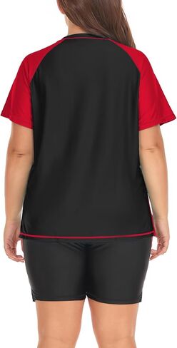 Inno Women's Plus Size 2 Piece Rash Guard Swimsuits Short Sleeve with Boyshorts UPF 50+ Surfing Swimwear 1X 2X 3X 4X 5X 6X in Saudi Arabia