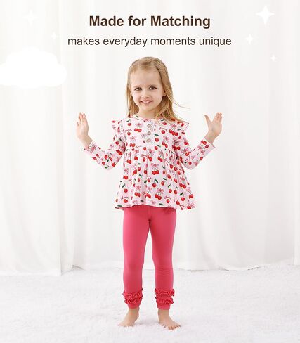 Toddler Girls' Clothes-Viscose from Bamboo, Long Sleeve Ruffle Top with Pant Sets for Kids 2Pcs Fall Outfits 2T-6Y in Saudi Arabia