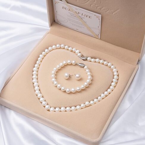 AAA Freshwater Cultured Potato Pearl Jewelry Set for Women White Real Pearl Strand Necklace Stud Earring Bracelet Crafted in 925 Sterling Silver Birthday in Kuwait
