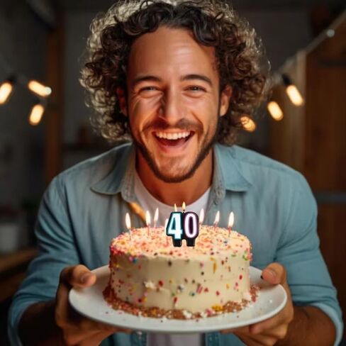 شمعة عيد ميلاد متعددة الألوان رقم 40 - تصميم لافت للنظر وفريد ​​من نوعه (عدد واحد)، إضافة مثالية للحفلات المميزة in Saudi Arabia