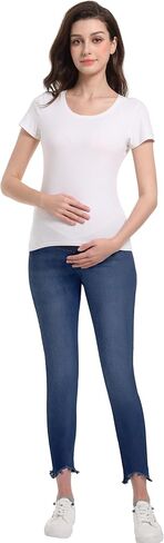 Foucome Women's Maternity Jeans Slim Stretchy Skinny Denim Pants Comfy Pregnancy Jeggings in Saudi Arabia