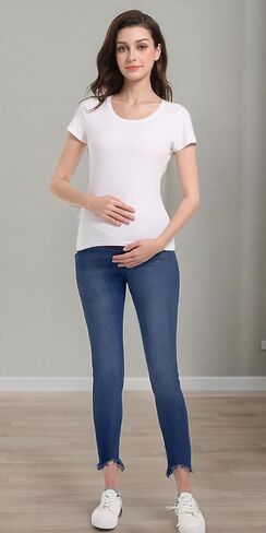 Foucome Women's Maternity Jeans Slim Stretchy Skinny Denim Pants Comfy Pregnancy Jeggings in Saudi Arabia