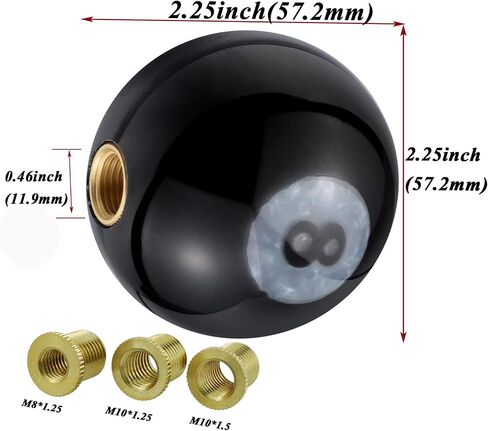 Abfer Car Shift Knob 8 Ball Gear Stick Knobs Round Round Round Lever Hand Sransmission Transmission لمعظم المركبات اليدوية الأوتوماتيكية (أسود) in Kuwait