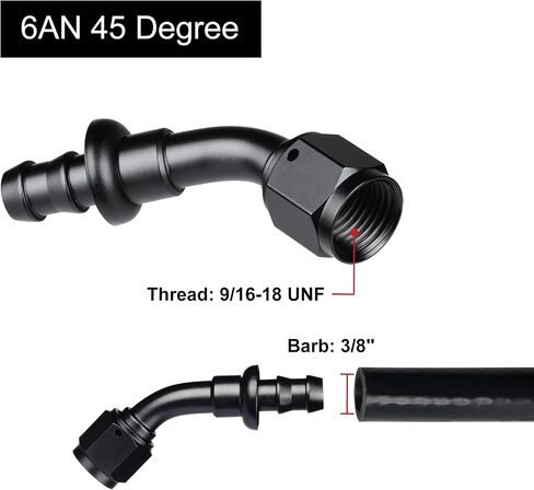 6AN 45 Degree Push Lock Fuel Hose End Fitting 2PCS in Saudi Arabia