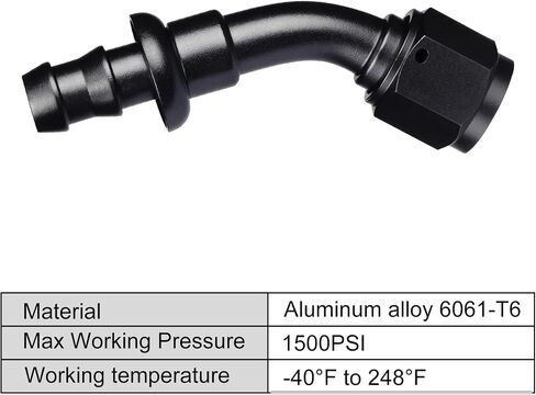6AN 45 Degree Push Lock Fuel Hose End Fitting 2PCS in Saudi Arabia