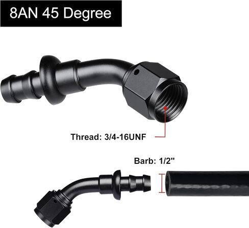 6AN 45 Degree Push Lock Fuel Hose End Fitting 2PCS in Saudi Arabia