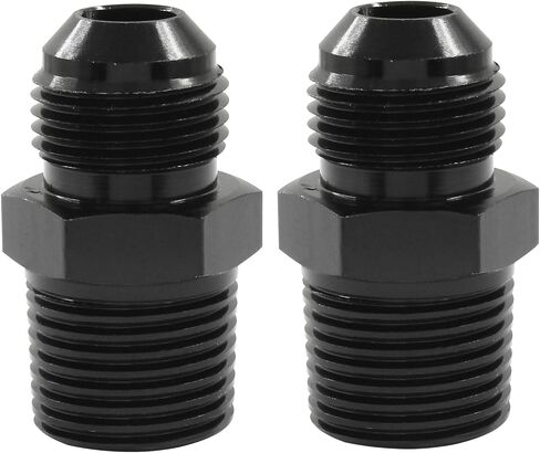 Waziaqoc 2PCS 6AN Male Flare to 1/8 Inch NPT Pipe Fitting Adapter, 9/16-18UNF Aluminum Straight Black in Saudi Arabia