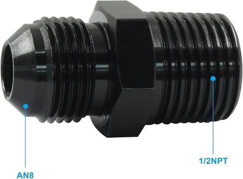 Waziaqoc 2PCS 6AN Male Flare to 1/8 Inch NPT Pipe Fitting Adapter, 9/16-18UNF Aluminum Straight Black in Saudi Arabia