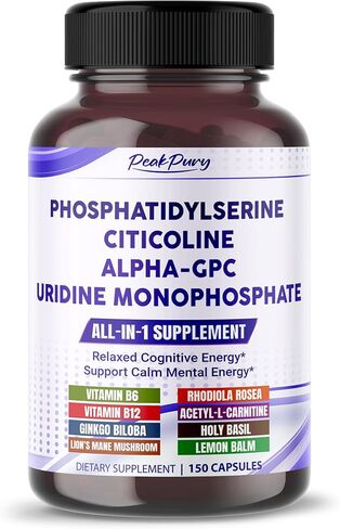 All-in-1 Phosphatidylserine, Citicoline, Alpha-GPC & Uridine Supplement – Supports Mental Clarity, Brain Energy & Cognitive Wellness – Made in The USA – 150 Capsules in Saudi Arabia