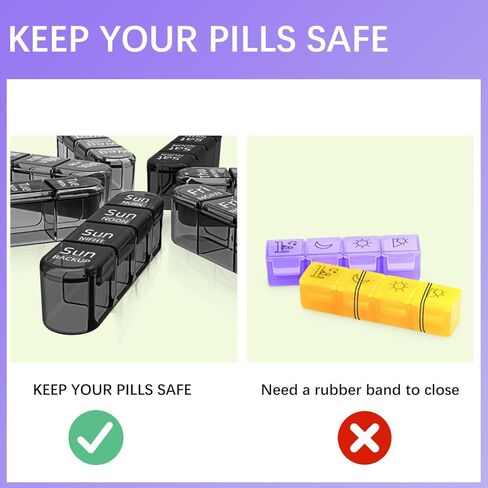 Odaro Weekly Pill Organizer 4 مرات في اليوم ، صندوق حبوب منع الحمل اليومي 7 أيام ، حالة حبوب منع الحمل كبيرة مع 28 مقصورة لعقد الأدوية وفيتامين وملحق (أسود كامل) in Kuwait