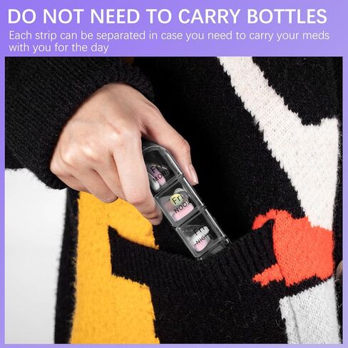 Odaro Weekly Pill Organizer 4 مرات في اليوم ، صندوق حبوب منع الحمل اليومي 7 أيام ، حالة حبوب منع الحمل كبيرة مع 28 مقصورة لعقد الأدوية وفيتامين وملحق (أسود كامل) in Kuwait