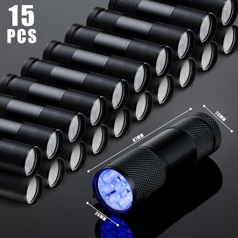 20 Pcs UV Handheld Blacklight Flashlights, Portable Black Light 9 LED Mini Light Torch Detector for Dog Cat Pets Urine and Stains, Bed Bugs and Scorpions, Nail Dryer, Black, 3.4 x 1.02 Inches in Saudi Arabia