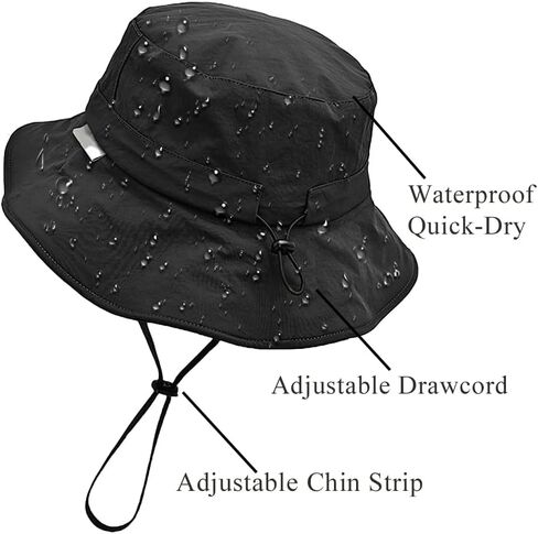 Waterproof Bucket Hat for Men Women Quick Dry Sun Hat Fishing Safari Hat Adjustable Chin Strap UV Protection in Kuwait