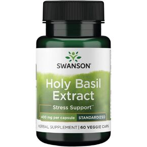Swanson Holy Basil (Tulsi) يستخرج 400 ملليغرام 60 كبسولات الخضار