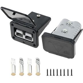 gohantee 175A Plug Mounting Panel with Dust Cover Compatible with Anderson SB175 Connectors Flush Mount Recessed Plate, Battery Quick Connect Disconnect (Gray-2Pcs)
