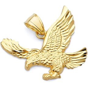 14k REAL Yellow Gold Eagle Charm Pendant