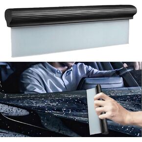 Car Squeegee, 12 Inch Flexible Quick Drying Squeegee Wiper, 3-Layer Silicone T-Bar Water Blade, Car Window Squeegee for Windshield, Mirror, Window, Glass, Bathroom (Black)