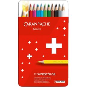 Caran d'Ache Swisscolor Metal Case with 12 Waterproof Colouring Pencils