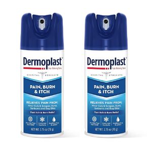 Dermoplast Pain, Burn & Itch Spray, Pain Relief Spray for Minor Cuts, Burns and Bug Bites, 2.75 oz (Pack of 2)