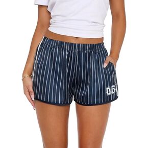 Hafailia Womens Shorts Stripe - Summer Y2K Casual Low Waist Athletic Girls Shorts with Side Pockets Streetwear